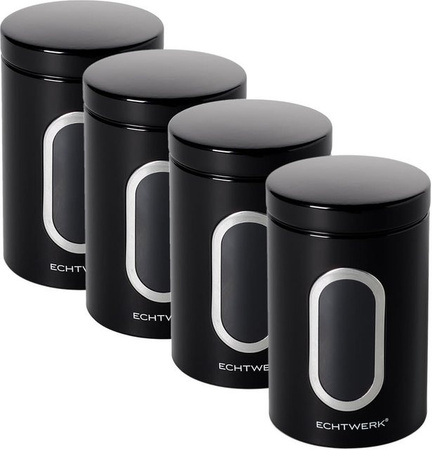 ECHTWERK Vorratsdosen aus Glas mit Clip-Verschluss, 4er Pack, Schwarz, 1,4 l, B: 11 cm, T: 18 cm, H: 18 cm