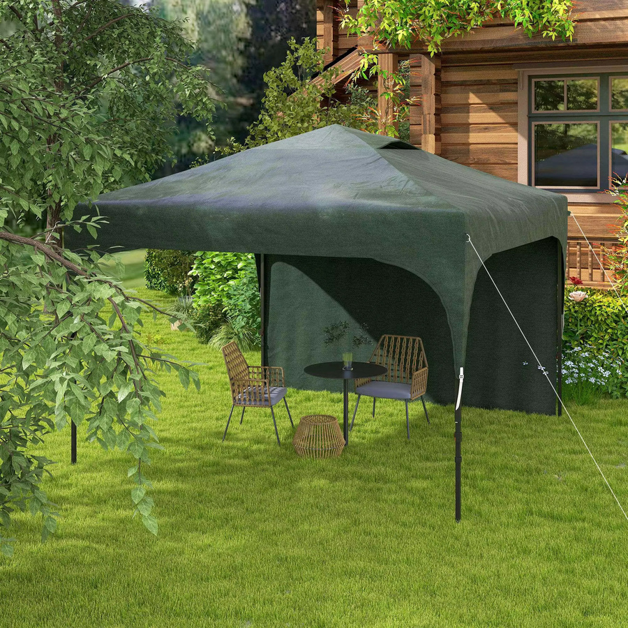 Outsunny Faltbarer Gartenpavillon mit Seitwänden und Stahlrahmen in Grün, B/T: 300 x 300 cm, Höhe: 172 cm - Bild 4