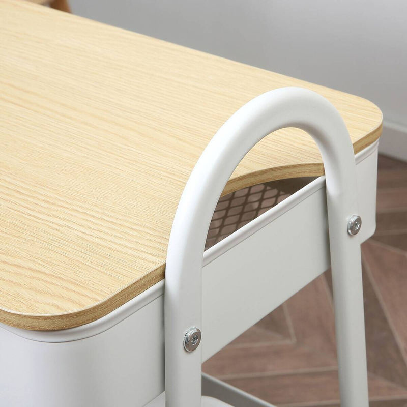 HOMCOM Küchenwagen modern in Weiß aus Stahl, MDF und PP-Kunststoff mit Rollen, B/T/H: 45 x 31 x 79,4 cm - Bild 3