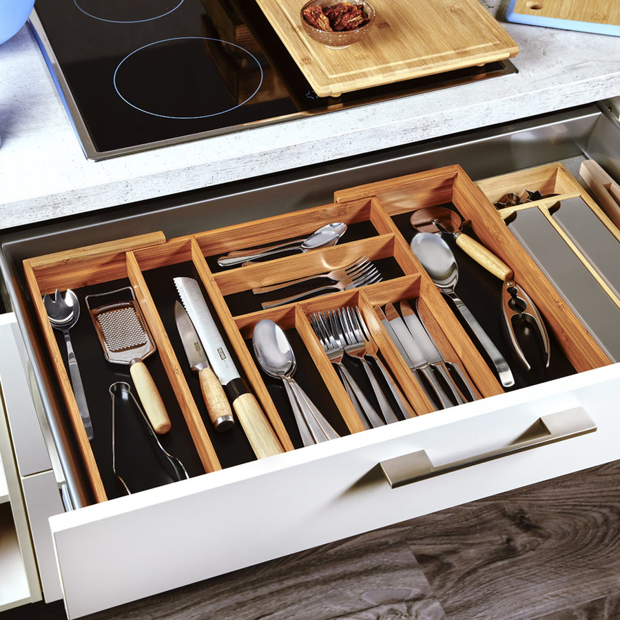 Kesper Besteckkasten aus Bambus in Braun mit Trennfächern B/H/L: 43 x 6 x 34 cm - Bild 3