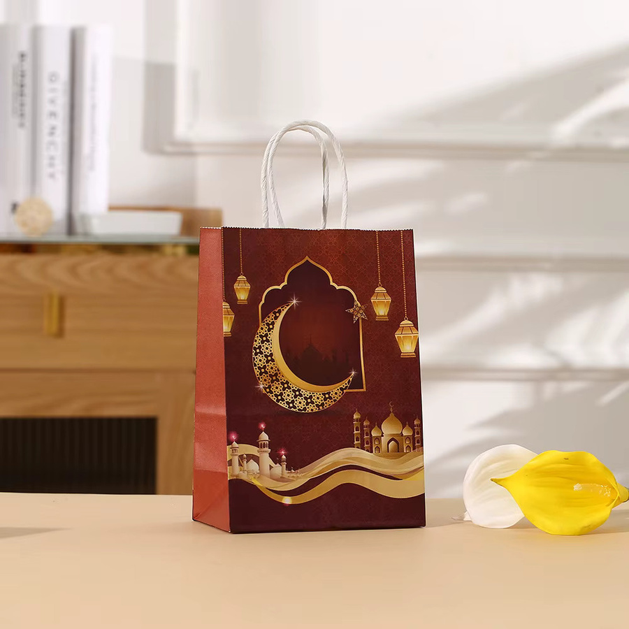 4 Stück Eid Mubarak Papier Geschenktüten in Grün für Ramadan Party Dekoration und Süßigkeiten Verpackung - Bild 1