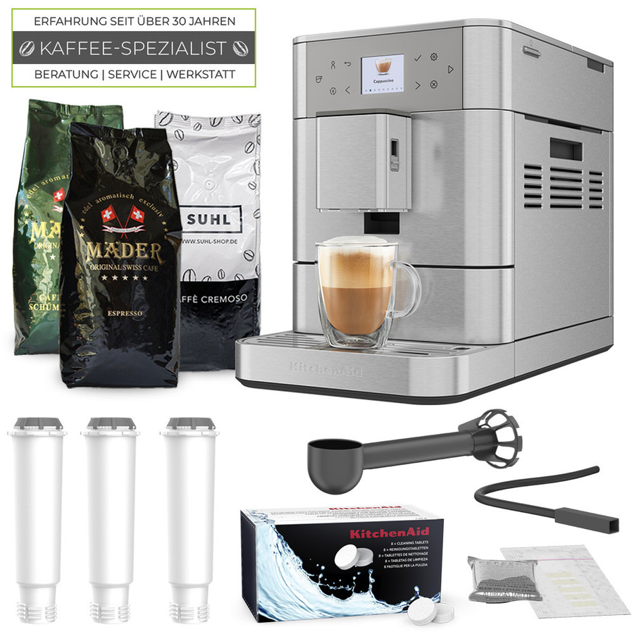 KitchenAid Kaffeevollautomat KF6 Edelstahl Set mit 3 kg Kaffee und Zubehör - Bild 1