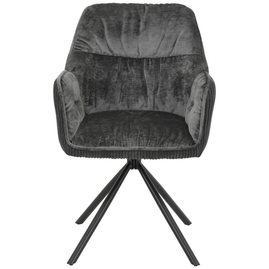Sessel Hela in Anthrazit mit Samtvelour und Metallgestell, B/H/T: 56 x 89 x 61 cm - Bild 2