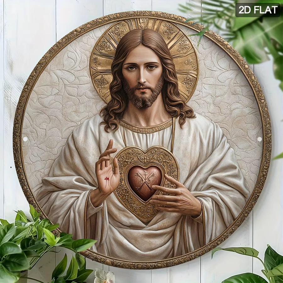 Runde religiöse Plakette von Potdemiel mit goldenem Halo-Design, Farbe: Gold, Durchmesser: 20 cm - Bild 2