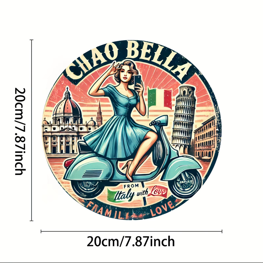 Runde Aluminium-Wandkunst Charming Italian Love von Potdemiel, Mehrfarbig, Durchmesser: 20,3 cm - Bild 2