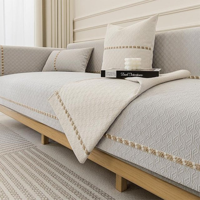 Rutschfestes Chenille Sofa Kissen in Beige, Modernes Weiches Sitzkissen für alle Jahreszeiten, B/B: 70 x 70 cm - Bild 1
