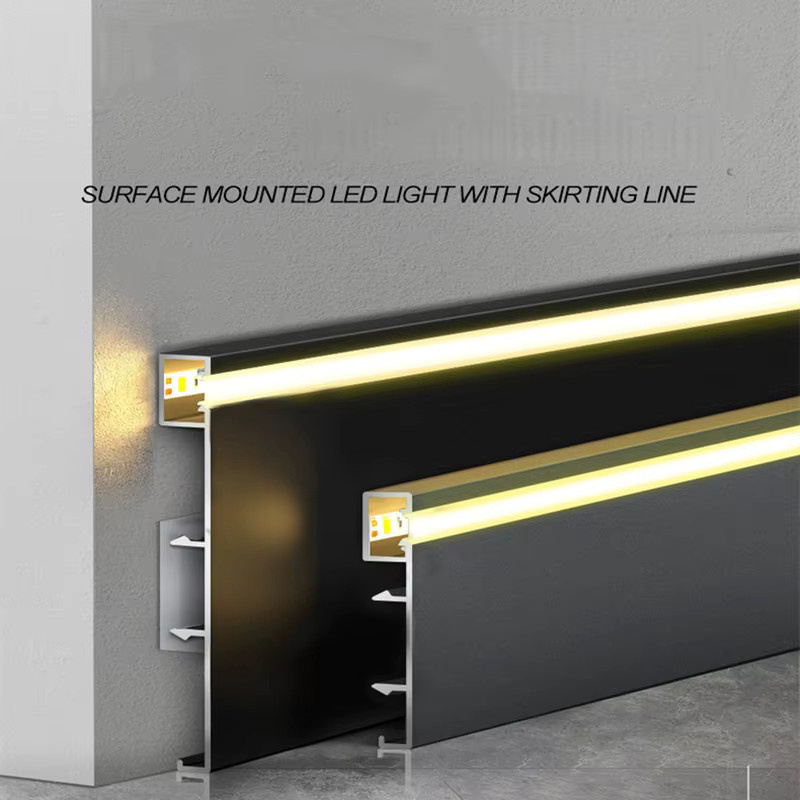 KSDLIGH Aluminium LED Profil für Sockelleisten mit PC Abdeckung und Hintergrundbeleuchtung, Farbe: Silber, H x B: 50 mm x 78 mm - Bild 2