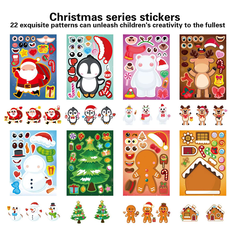 Weihnachts-Puzzle-Aufkleber, Weihnachtsmann, Schneemann, Weihnachtsbaum, Aufkleber - Bild 4