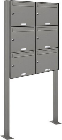 AL Briefkasten für 6 Parteien, freistehendes Briefkasten-System, grau, B/H/T: 84,6 x 170 x 11,6 cm - Bild 1