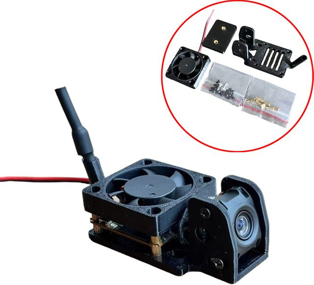 DJI O4 Air Unit Feste Montagehalterung mit Lüfter für FPV Drohnen und RC Autos, Schwarz - Bild 1
