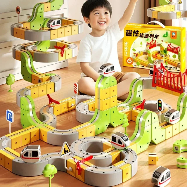 Adoowoo Magnetischer Schienenwürfel, Elektrische Eisenbahn, Fahrzeuge - Bild 1
