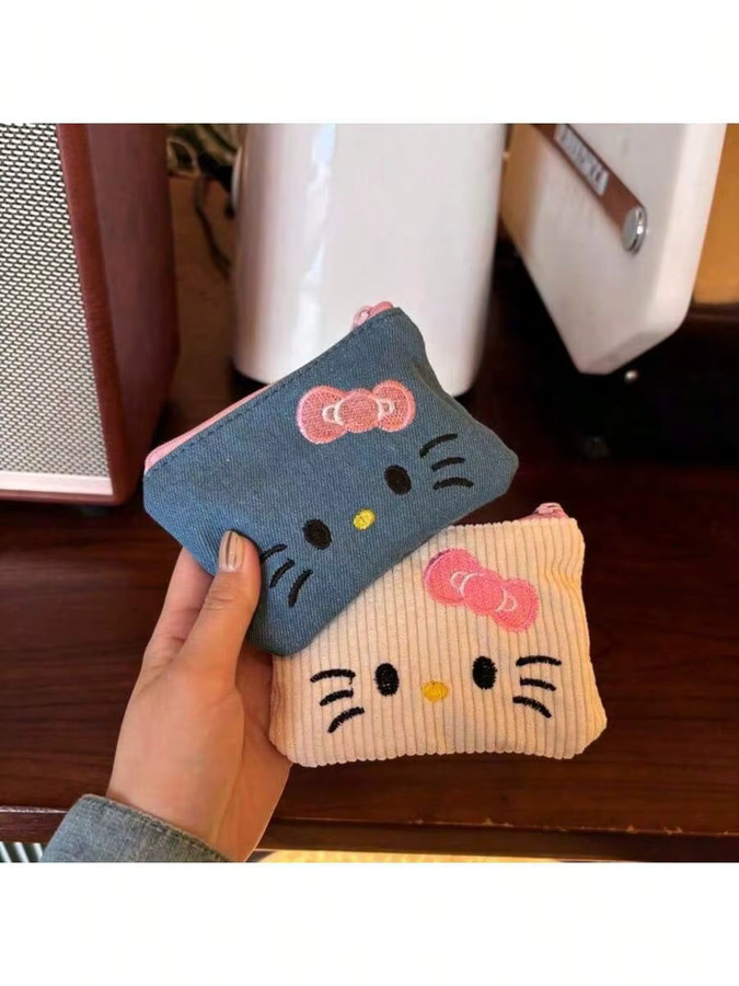 Hochwertige Sanrio Bestickte Aufbewahrungstasche als flache Zip-Tasche in Weiß und Multicolour - Bild 2