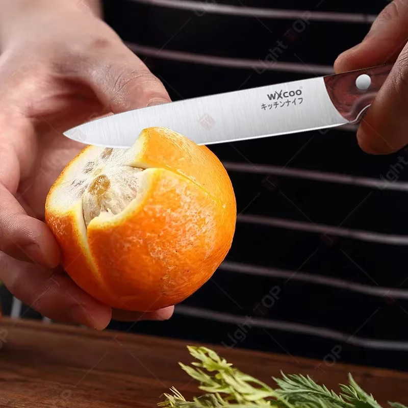 WXCOO Japanisches Kochmesser-Set aus Edelstahl in Silber mit Metzgerbeil, BBQ-Messer, Küchenschere und Obstmesser - Bild 3
