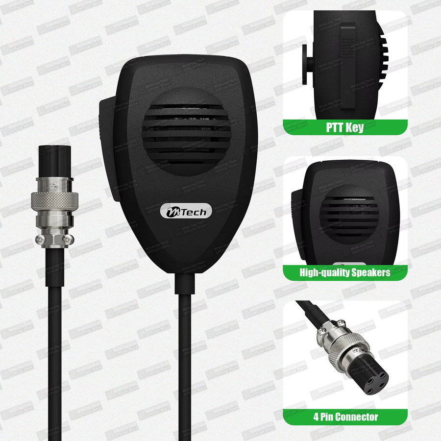 RONGYIN CB-12 Mikrofon mit 4-Pin-Anschluss in Schwarz für Amateurfunk und mobile CB-Funkgeräte wie Cobra 25 LTD, WX 7 ULTRA, 18 ULTRA, 19 DX und PPT-Lautsprecher - Bild 3