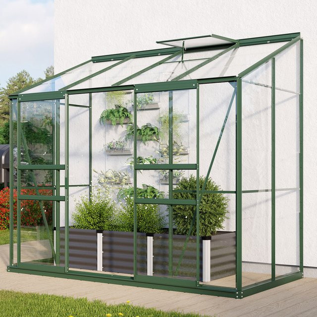 Vitavia Anlehn-Gewächshaus Styx 3300 in Smaragdgrün mit ESG-Glas und Schiebetür, B/H/T: 25,5 x 222 x 132 cm - Bild 1