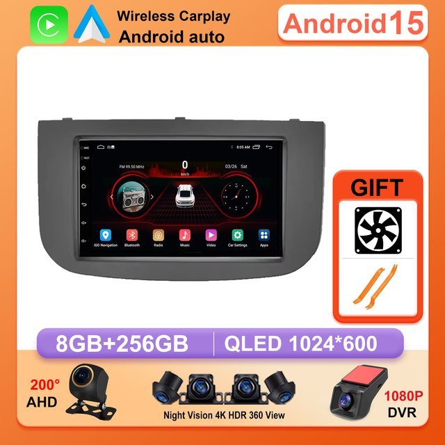 Forefeel Android 15 Autoradio für Mitsubishi Colt Z30 Z30G Z3BZ3V 2007-2012 mit Carplay, Bluetooth und Touchscreen Multimedia-Videoplayer in Schwarz - Bild 1