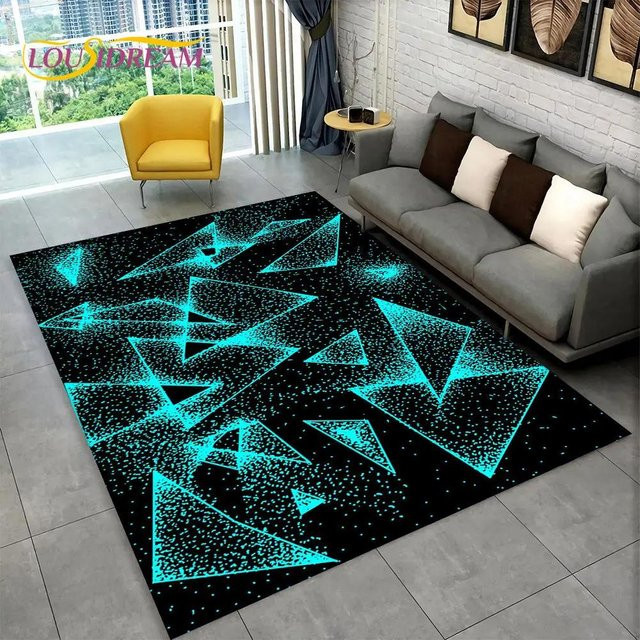 YglThirteen 3D-Teppich mit modernem geometrischem Design, rutschfest und waschbar, Farbe: Schwarz, B/T: 120 x 80 cm - Bild 1
