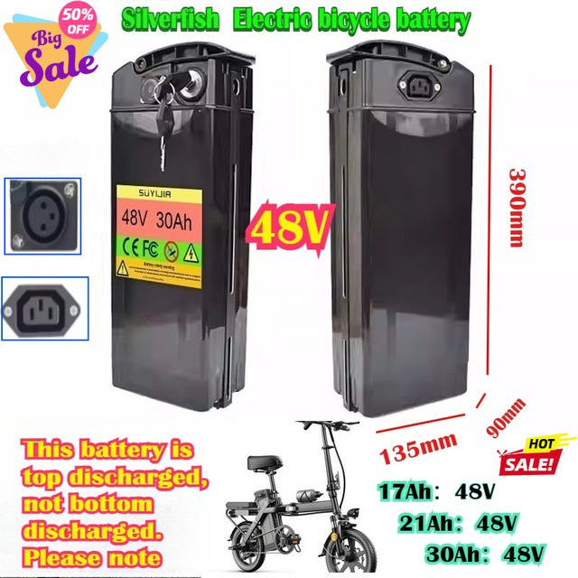 SUYIJIA Silverfish E-Bike Akku mit 18650-Zellen in Schwarz für 48V und 52V (20Ah, 17Ah oder 30Ah) für 500-2000W Leistung - Bild 1