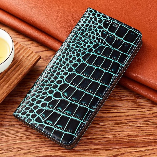 Echtes Leder Flip Wallet Case für Samsung Galaxy A55 5G mit magnetischer Abdeckung in Schwarz, Braun, Rot oder Mehrfarbig - Bild 1
