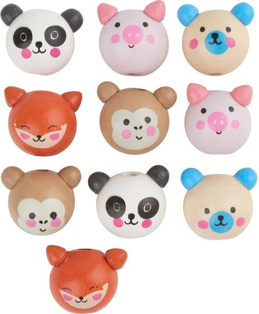Folia Holzkugeln mit Gesicht Cute Animals Bunt / Mehrfarbig - Bild 1
