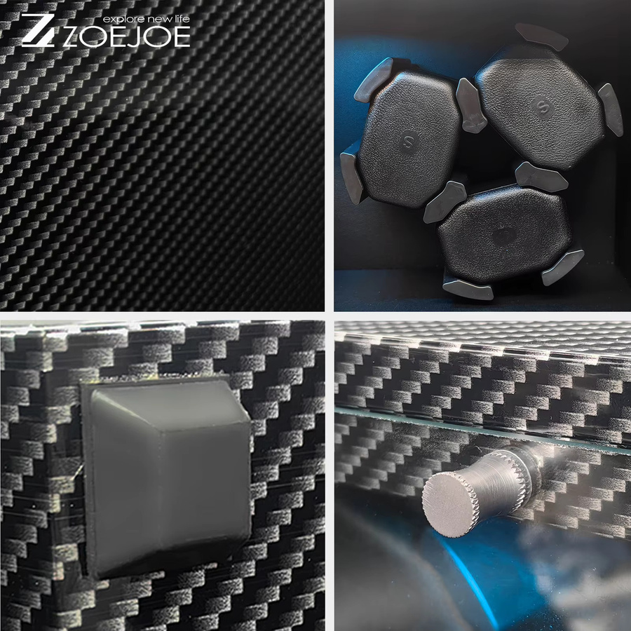ZOEJOE Uhrenbeweger, 6 Fächer, Carbonfaser-Finish, LED-Beleuchtung, Schwarz - Bild 4