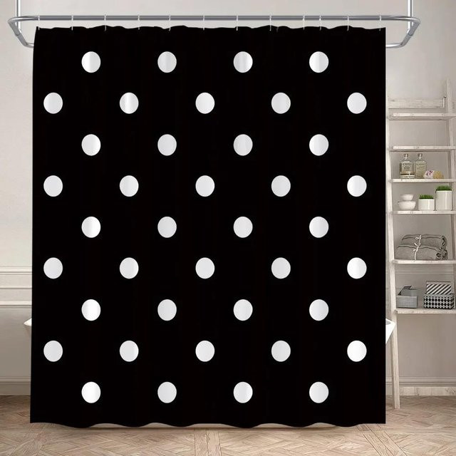 Baifenbai Home Furnishing Duschvorhang mit schwarz-weiß gestreiftem geometrischem Muster aus Polyester, B/H: 180 x 200 cm - Bild 1