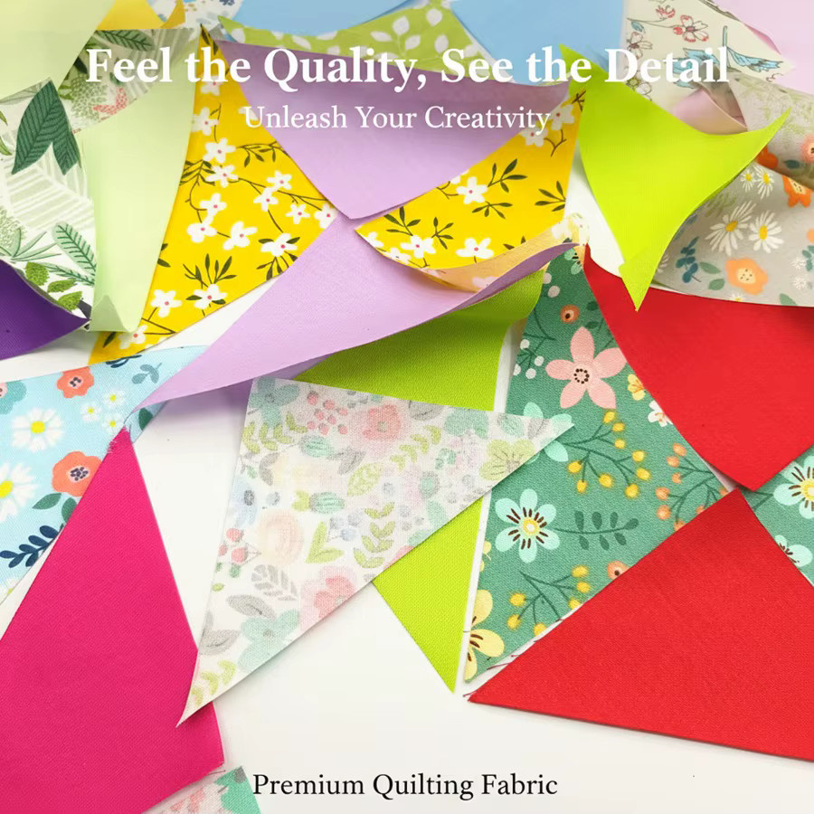 160 Stück vorgeschnittene florale Dreiecksstoff-Elemente aus Twill-Gewebe in Mehrfarbig für deine DIY-Heimwerkerprojekte - Bild 2