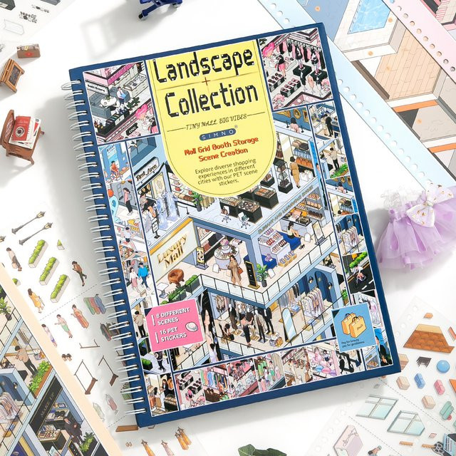 3D Mikro-Immersives Aufkleber-Sammelbuch mit exquisiten Illustrationen und PET-Stanzaufklebern für handgemachte Collagen, Mehrfarbig - Bild 1