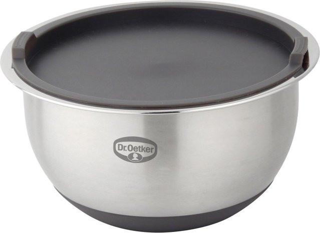 Dr. Oetker Rührschüssel Back-Spaß mit Deckel, Schwarz-Silber, Durchmesser: 20 cm - Bild 1
