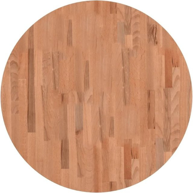 vidaXL Tischplatte aus Massivholz Buche Rund, Farbe Braun, Durchmesser: 80 cm, Höhe: 1,5 cm - Bild 1