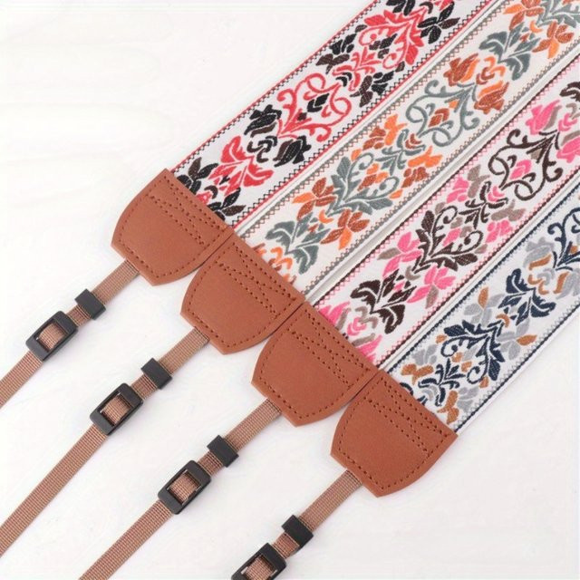 Kameragurt mit Retro-Muster in Multicolour, breiter 5 cm Halsgurt zur Druckreduzierung - Bild 1