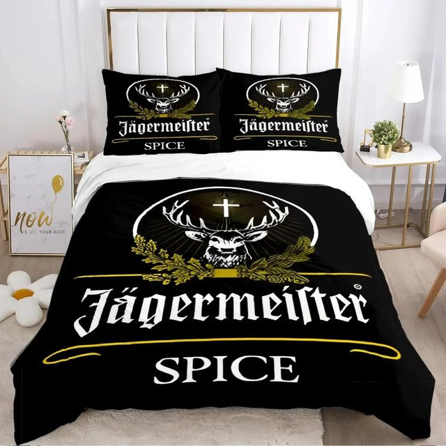 Jagermeister Hirsch Bettwäsche-Set mit Bettbezug und Kissenbezügen in Schwarz, Material Mikrofaser Polyester, B/H: 240 x 210 cm - Bild 1