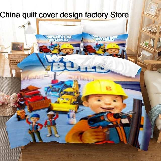 Bob der Baumeister Bettwäsche-Set mit 3D-Druck für Kinder, bestehend aus Bettbezug und Kissenbezug, Mehrfarbig, B/H: 245 x 210 cm - Bild 1