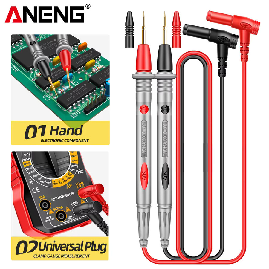 ANENG Multimeter Prüfspitzen PT1006 mit vergoldeten Nadeln für Hochspannungstests, 10A, Farben: Gold und Rot - Bild 2