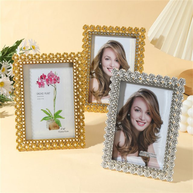 JIUSHU Barock-Fotorahmen mit Blumenmuster in Silber oder Gold für 6-Zoll Fotos - Bild 1