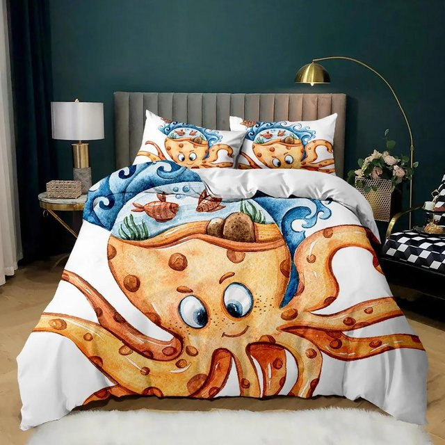 JMG Household Supplies Bettwäscheset Oktopus Meeresleben in Blau, B/H: 135 x 200 cm - Bild 1