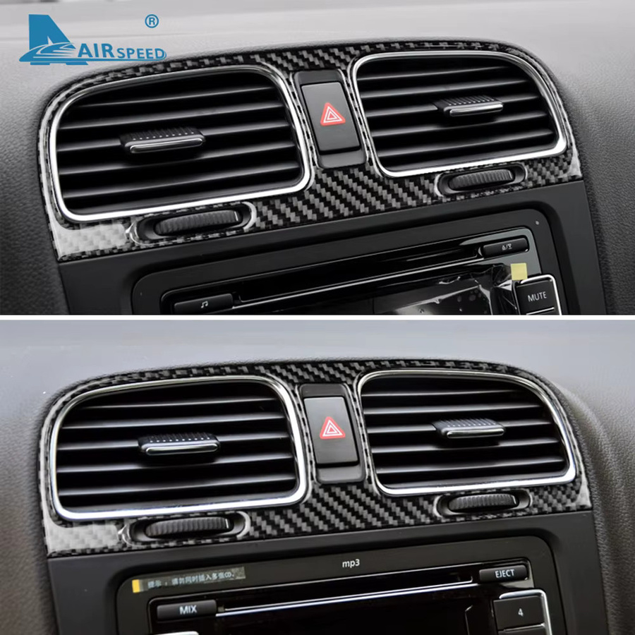AIRSPEED Kohlefaser Auto Innenverkleidung Aufkleber für Volkswagen VW Golf 6 GTI R MK6 2014-2018, Schwarz - Bild 3