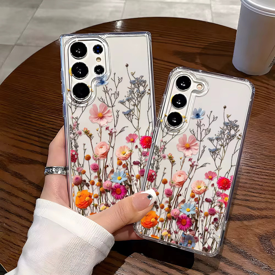 Transparente Handyhülle mit Blumen-Design für Samsung Galaxy S25 Ultra, S24 Ultra, S23 FE, S24 FE, S22, S21, S20, S25 Plus und S10+ - Bild 2