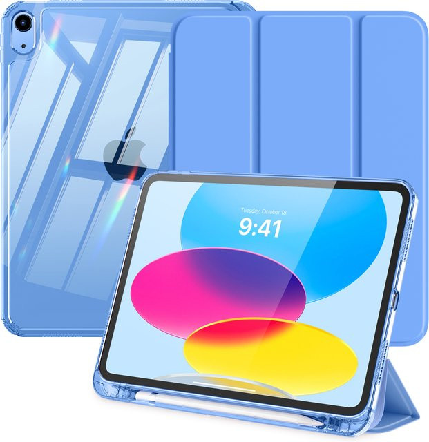 Schutzhülle für Apple iPad 11 Zoll (11. Generation 2025 & 10. Generation 2022) mit linkem Stifthalter, dreifach faltbare schlanke Hülle in Silber und Blau - Bild 1