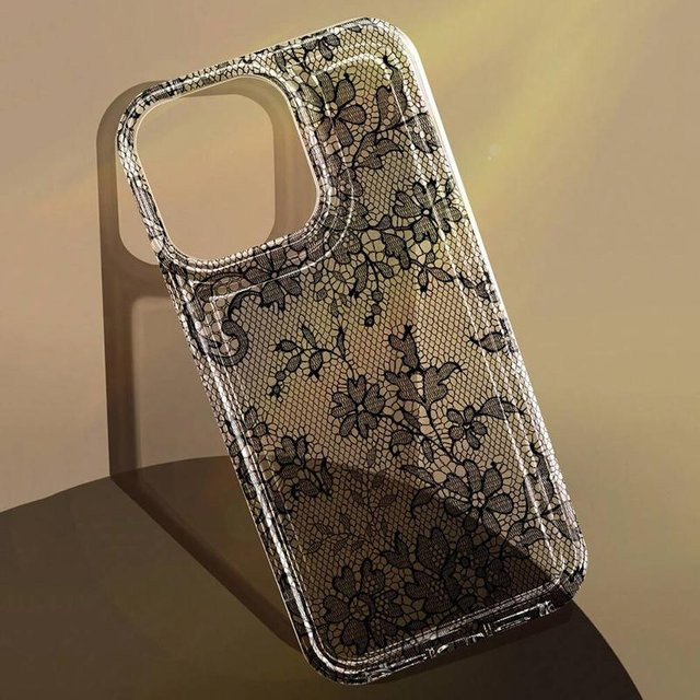 Transparente Silikonhülle mit romantischem Spitzenmuster für Apple iPhone Modelle - Bild 1