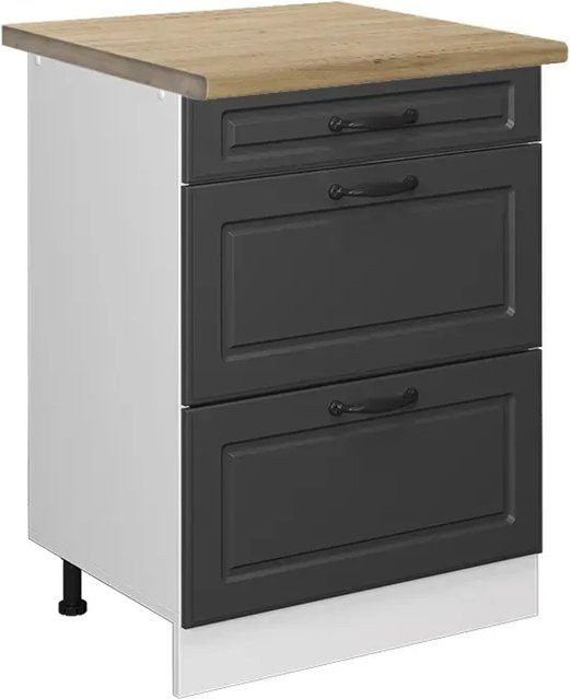 Vicco Küchenunterschrank R-Line in Anthrazit und Weiß im Landhausstil mit Schubladen und Eiche-Optik, B/T/H: 60 x 31,73 x 81,6 cm - Bild 1