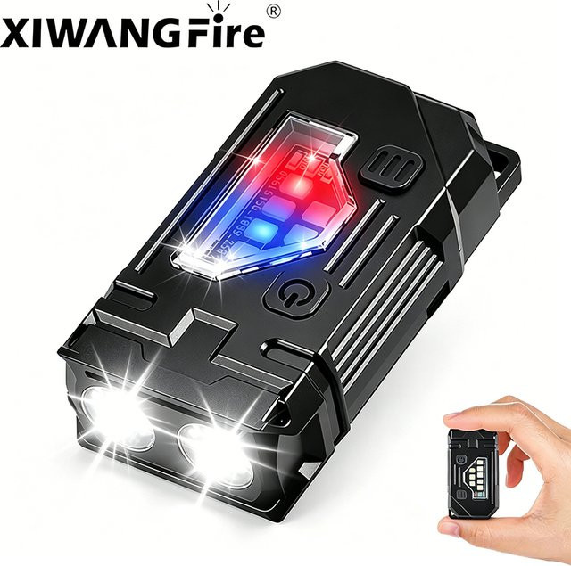 XIWANGFIRE Multifunktionale LED Taschenlampe mit Magnet und COB-Licht, wiederaufladbarer Mini-Schlüsselanhänger für EDC, Schwarz - Bild 1