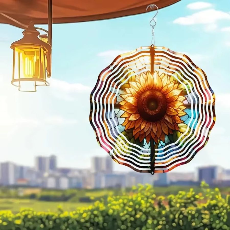Moon Wizard Windspinner Mandala aus Metall mit bunten Blumen in Multicolor zum Aufhängen - Bild 5