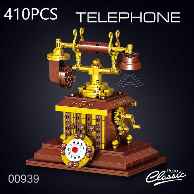 Wucifang Bags Retro-Telefon Bausteine Set aus Kunststoff, 410 Teile Vintage Spielzeug für Kinder und Schreibtischdekoration - Bild 1