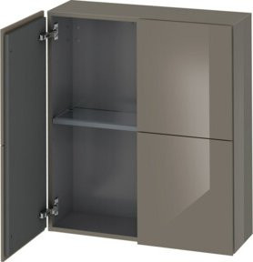 Duravit L-Cube Halbhochschrank in Grau Hochglanz mit 2 Türen, B/T/H: 70 x 24,3 x 80 cm - Bild 1
