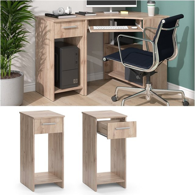Vicco PC-Schrank Odin Beistellschrank in Sonoma Brown mit Schublade und PC-Fach - Bild 1