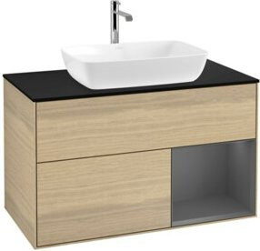 V&B Waschtischunterschrank Finion 100 Wandbeleuchtung in Anthrazit mit Eichen Dekor, B/T/H: 100 x 50,1 x 50,1 cm - Bild 1