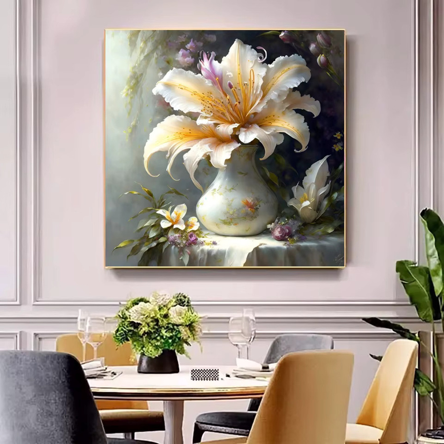 FANQING Diamantmalerei Lilien in der Vase als Mosaik-Bild mit Strass-Stickerei in Mehrfarbig, Durchmesser: 30 cm - Bild 2