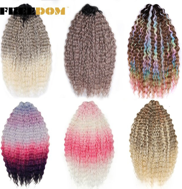 FREEDOM Twist Crochet Haar Extensions, 55 cm, Ombre Braun Regenbogenfarben - Bild 1