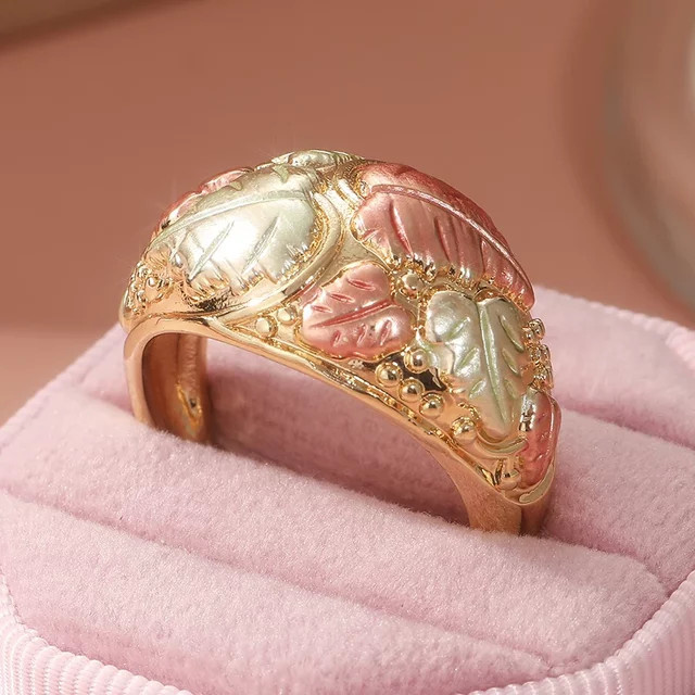 YoYo Ring, Bicolor, Blattmotiv, Damen - Bild 1